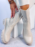 Stivaletti con piattaforma beige