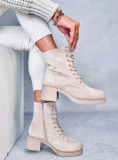 Scarpe con cerniera e allacciatura beige