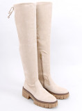 Stivali alti in camoscio beige