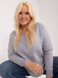 Pullover grigio plus size senza cappuccio
