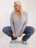 Pullover grigio plus size senza cappuccio
