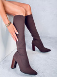 Stivali da donna marroni con tomaia elastica