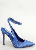 Décolleté blu con tacco aperto
