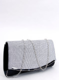 Elegante borsa decorata con zirconi nera