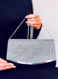 Elegante borsa decorata con zirconi nera