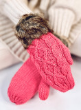 Muffole color lampone con motivo a maglia