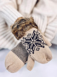 Guanti beige con pelliccia