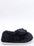 Pantofole in pelliccia con fiocco nere