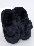 Pantofole in pelliccia con fiocco nere