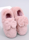 Pantofole in pelliccia con fiocco rosa