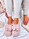 Pantofole in pelliccia con fiocco rosa