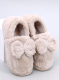 Pantofole in pelliccia con fiocco beige