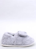 Pantofole in pelliccia con fiocco grigie