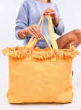Borsa da spiaggia gialla con nappine