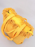 Borsa da spiaggia gialla con nappine