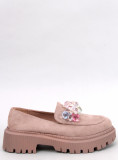 Mocassini beige con cristalli decorativi