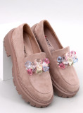 Mocassini beige con cristalli decorativi