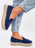 Espadrillas blu in pelle scamosciata traforata