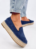 Espadrillas blu in pelle scamosciata traforata