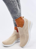 Sneakers beige elasticizzate su suola rialzata