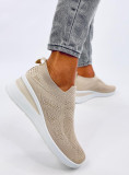 Sneakers beige elasticizzate su suola rialzata