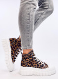 Sneakers platform con stampa leopardata