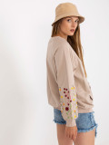 Felpa beige senza cappuccio con ricamo sulle maniche RUE PARIS