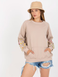 Felpa beige senza cappuccio con ricamo sulle maniche RUE PARIS
