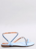 Sandali bassi blu chiaro con zirconi