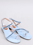 Sandali bassi blu chiaro con zirconi