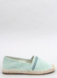 Espadrillas in pelle scamosciata pistacchio con strass