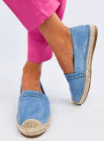 Espadrillas in pelle scamosciata blu con strass