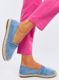Espadrillas in pelle scamosciata blu con strass