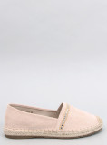 Espadrillas in pelle scamosciata beige con strass