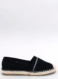 Espadrillas in pelle scamosciata nere con strass