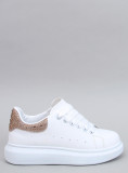 Sneakers platform bianche con dettaglio oro