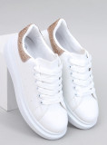 Sneakers platform bianche con dettaglio oro