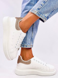 Sneakers platform bianche con dettaglio oro