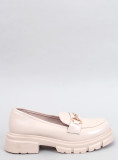 Mocassini beige su suola alta
