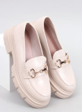 Mocassini beige su suola alta