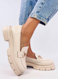 Mocassini beige su suola alta