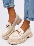 Mocassini beige su suola alta