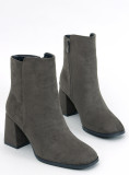 Stivaletti con tacco in pelle scamosciata verde scuro