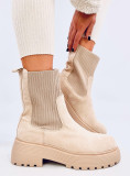 Stivali beige con polsino elastico