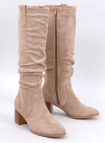 Stivali alti in camoscio beige