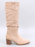 Stivali alti in camoscio beige chiaro