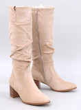 Stivali alti in camoscio beige chiaro