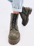 Scarpe con allacciatura verde oliva da donna