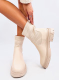 Stivaletti beige chiaro con tomaia elastica