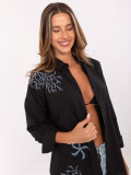 Camicia oversize nera con chiusura a bottoni